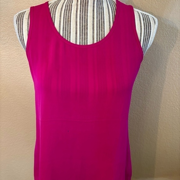 Express Top XS Fuchsia Pink Sleeveless Round Neck Open Back Flowy Tunic Hi-Low - Picture 3 of 14